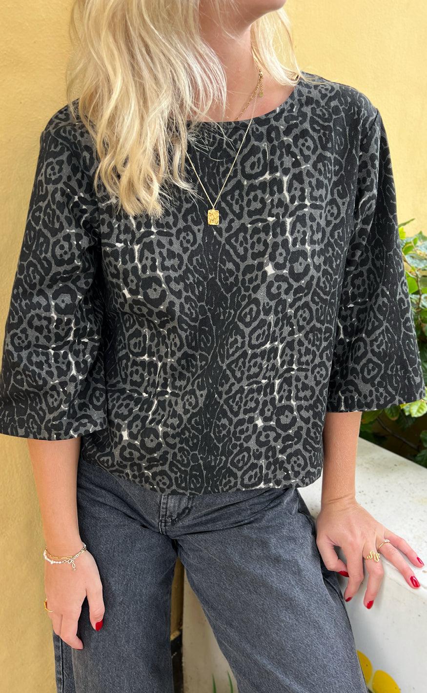 Say Ina Copenhagen Bluse Lara Grey Leopard