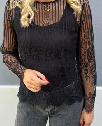Say Ina Copenhagen Bluse Lissa Lace Black