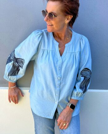 Say Ina Copenhagen Bluse Milly Light Blue    Navy Bows