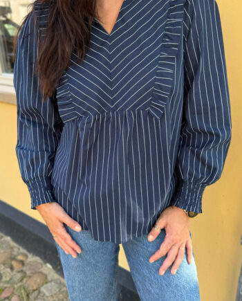 Say Ina Copenhagen Bluse Sasha Navy Blue Pinstripe