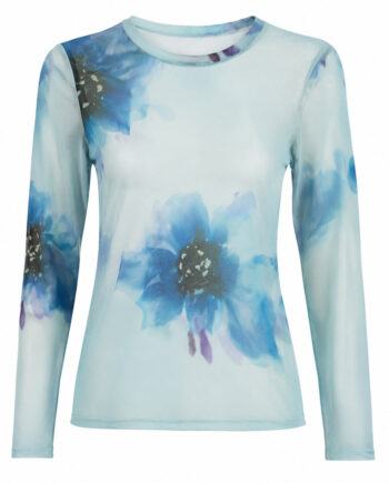 Say Ina Copenhagen Bluse Sophia Mesh Big Blue Flowers