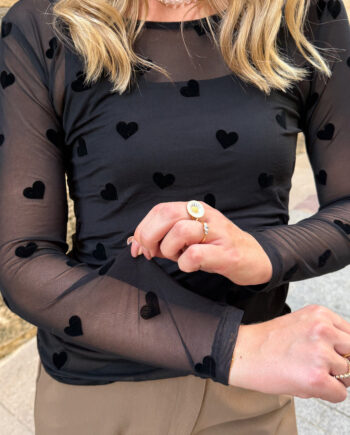 Say Ina Copenhagen Bluse Sophia Mesh Black Hearts