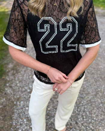 Say Ina Copenhagen Bluse Susanna Football Black Lace  Vendbar