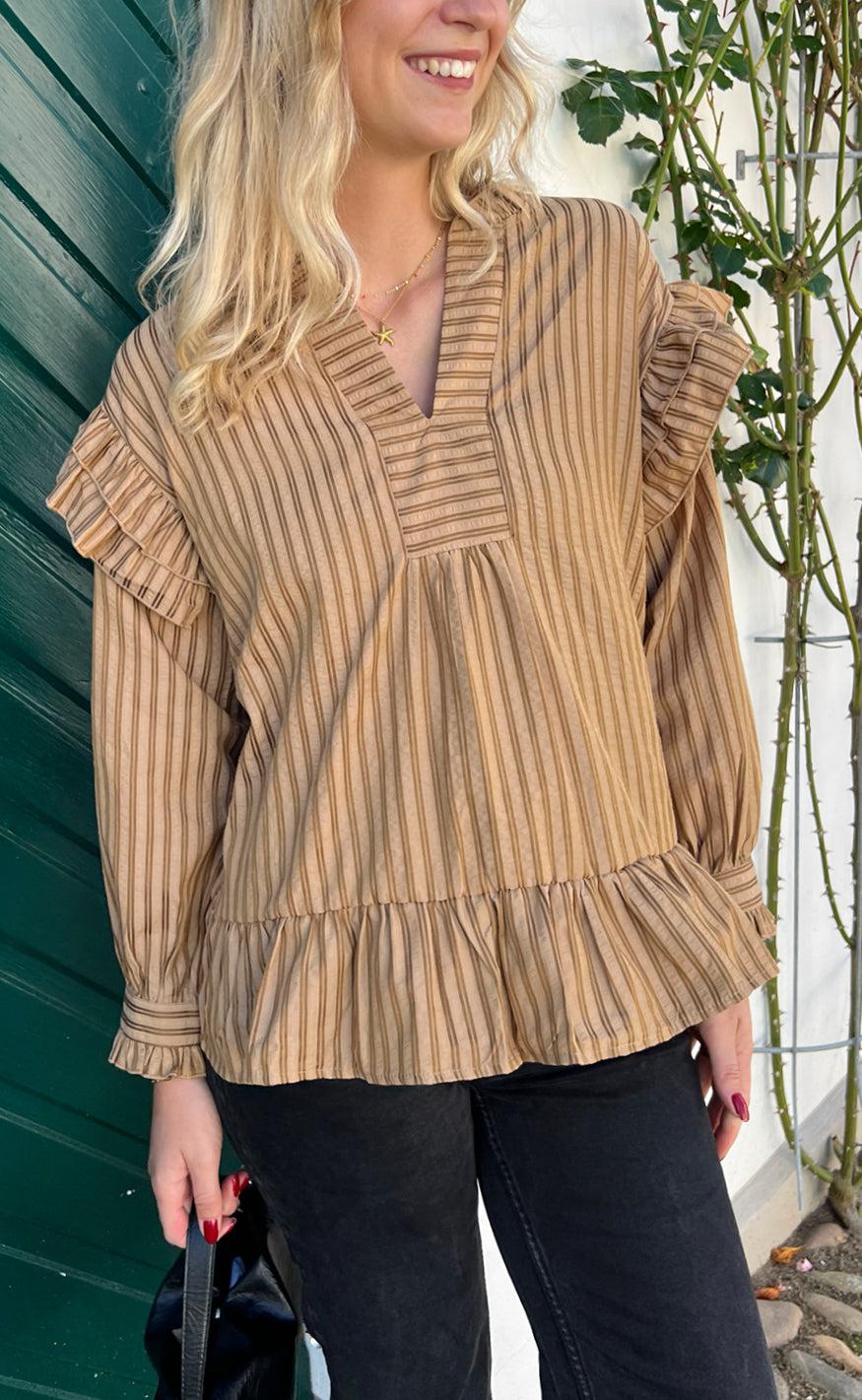 Say Ina Copenhagen Bluse Wilja Brown Striped