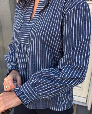 Say Ina Copenhagen Bluse Winnie Ls Navy Blue    White Stripes