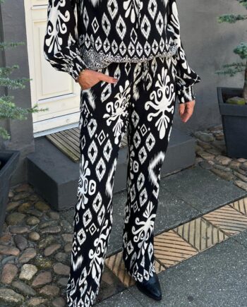 Say Ina Copenhagen Bukser Tora Black White Paisley