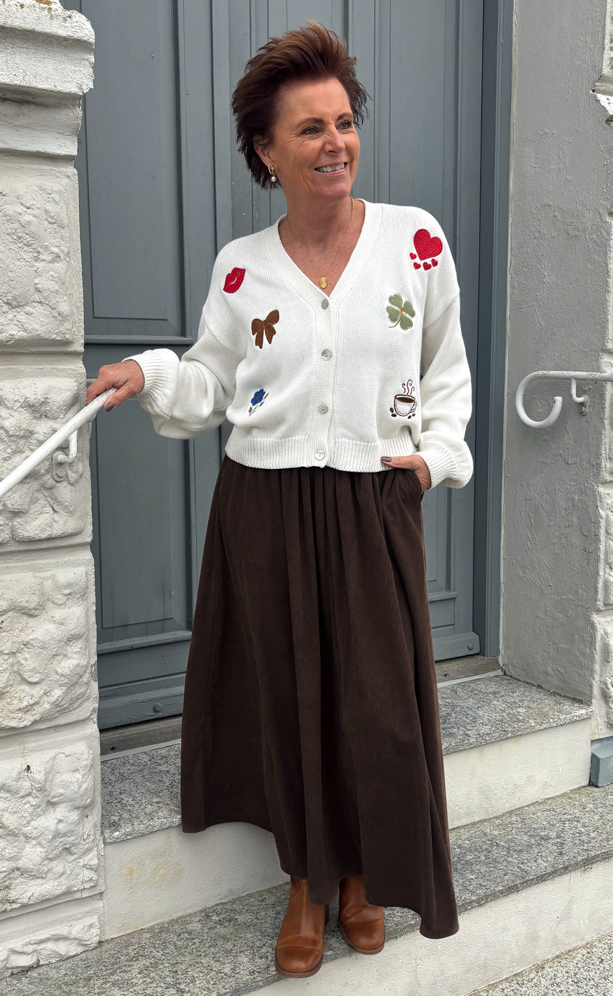 Say Ina Copenhagen Cardigan Tami Embroidery Off White Embroidery