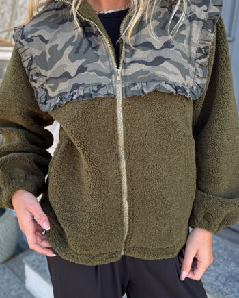 Say Ina Copenhagen Fleece Jakke Fia Army Green    Camouflage