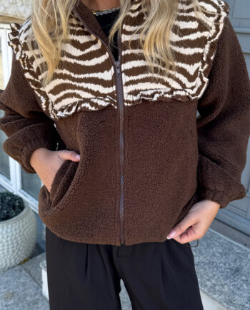 Say Ina Copenhagen Fleece Jakke Fia Dark Brown    Zebra