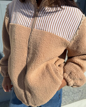 Say Ina Copenhagen Jakke Fia Fleece Taupe    Stripes