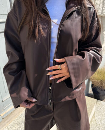 Say Ina Copenhagen Jakke Sanna  Dark Brown Pu Leather