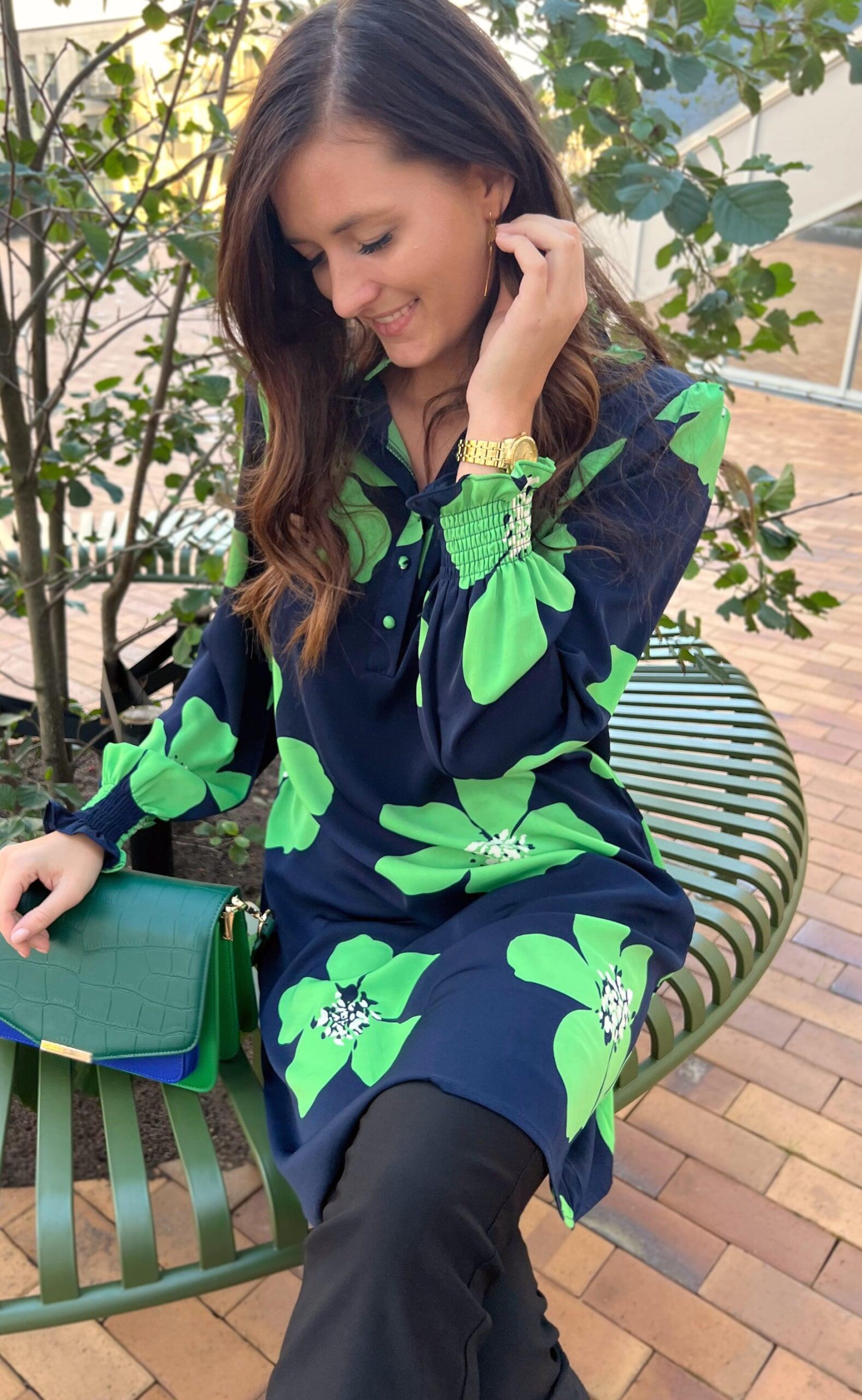Say Ina Copenhagen Kjole Augusta Green Flower
