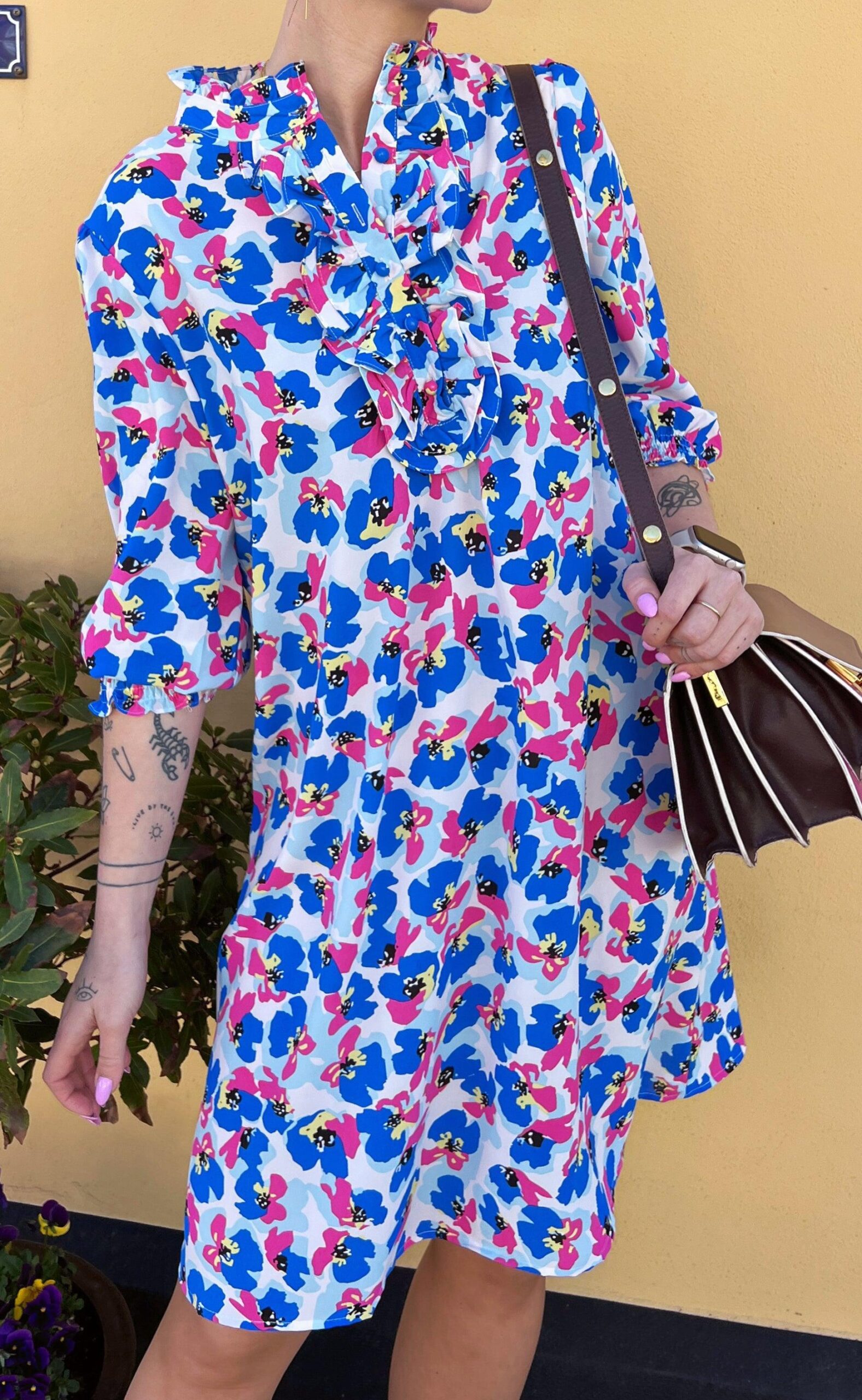 Say Ina Copenhagen Kjole Camilla Blue Flower