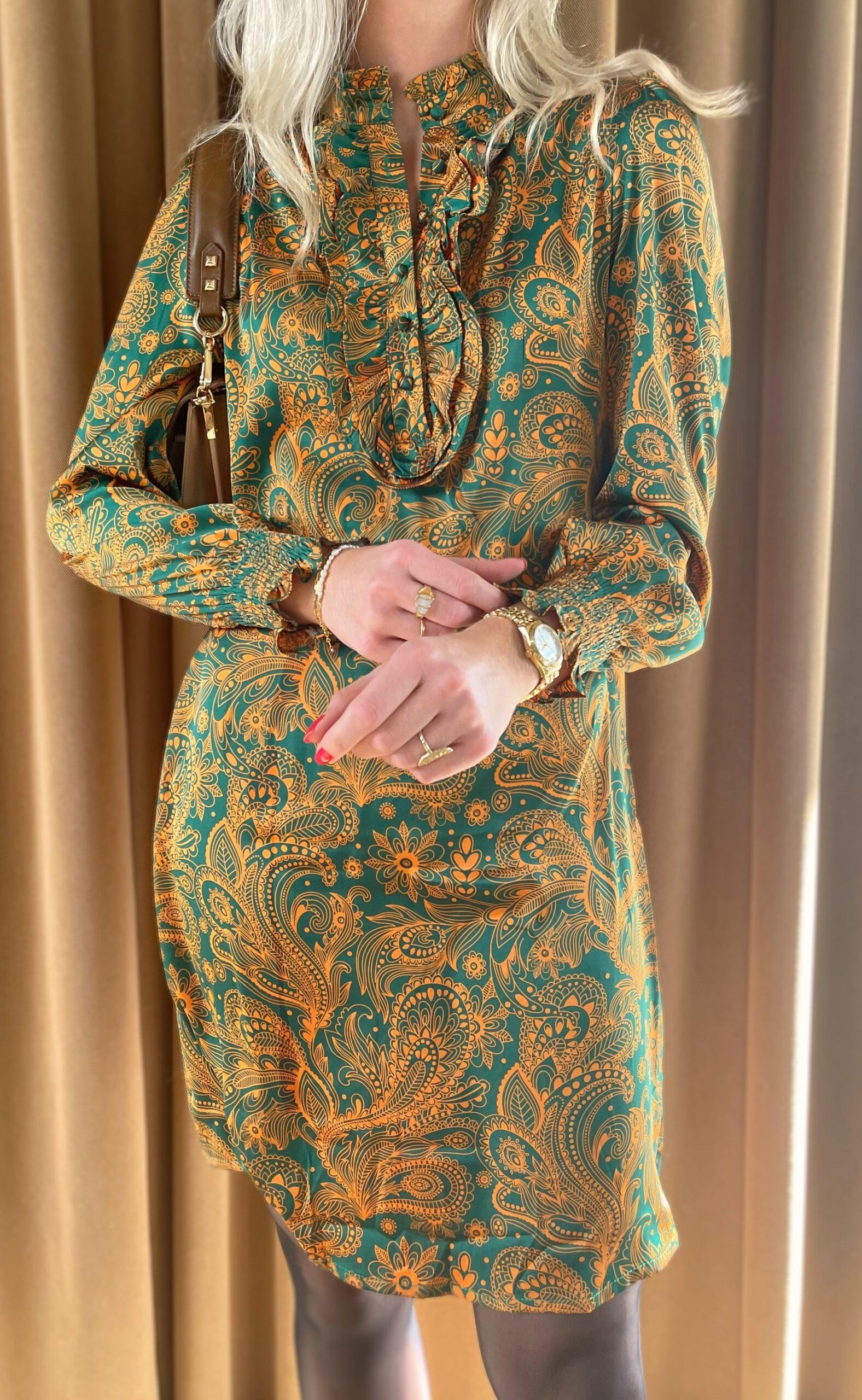 Say Ina Copenhagen Kjole Cilla Green Orange