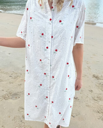 Say Ina Copenhagen Kjole Claudia White Lace    Embroidery Flowers