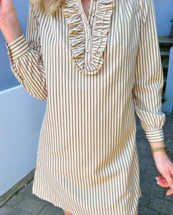 Say Ina Copenhagen Kjole Frederikke Beige   Brown Striped