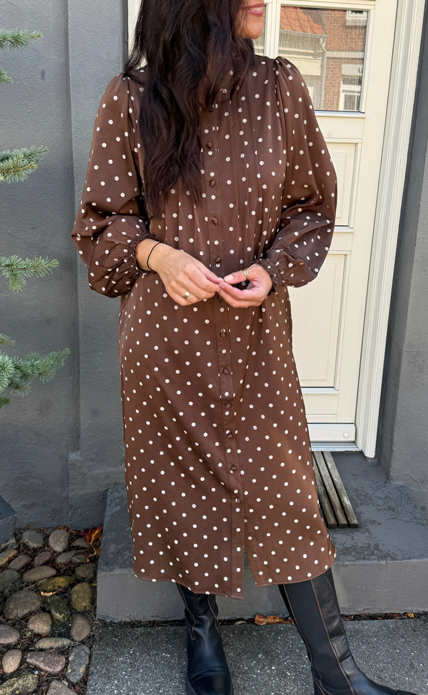 Say Ina Copenhagen Kjole Liara Dark Brown White Dots
