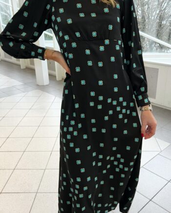 Say Ina Copenhagen Kjole Nova Black Turquoise Print
