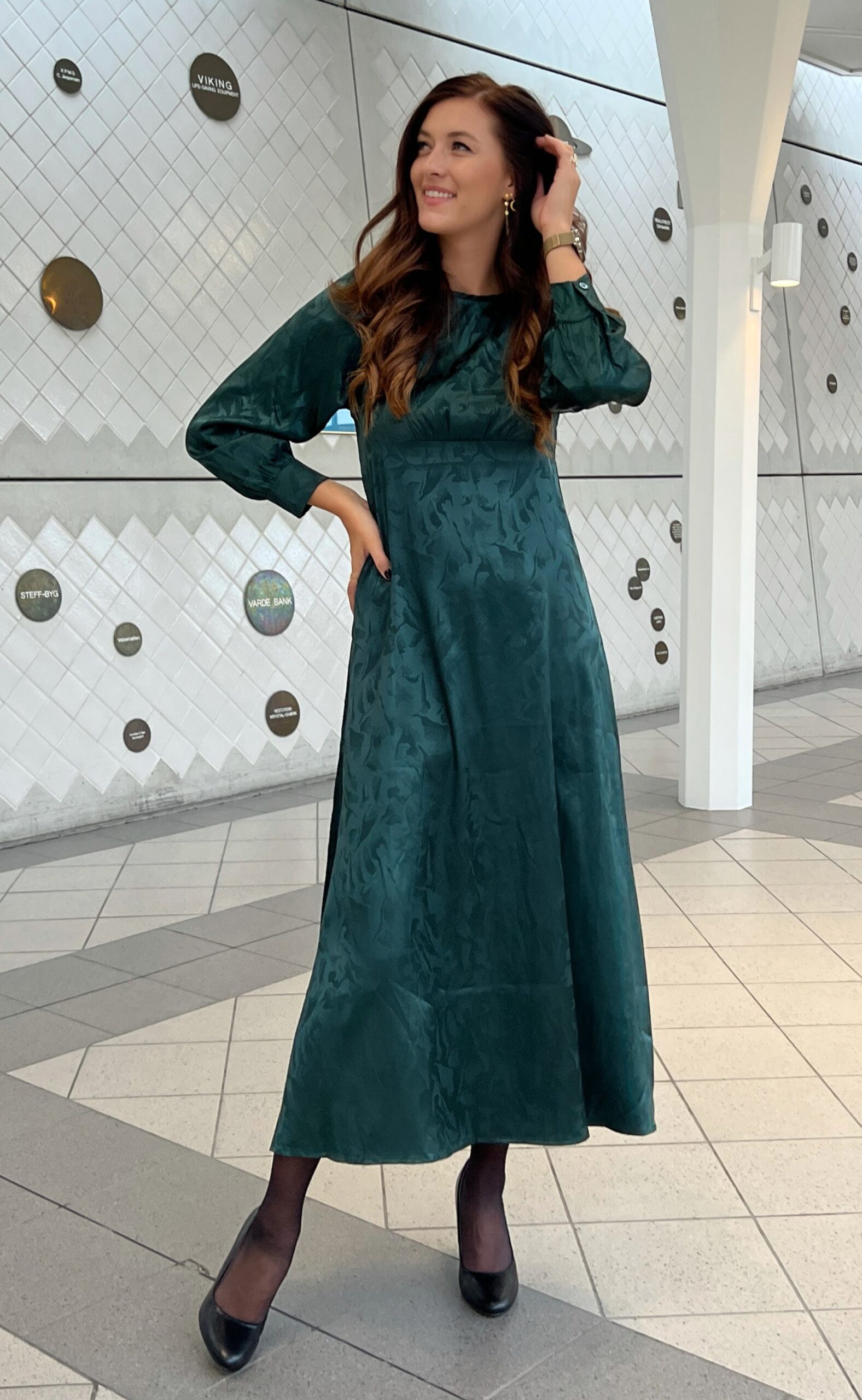 Say Ina Copenhagen Kjole Nova Petrol Green Flower