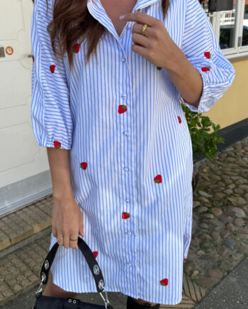 Say Ina Copenhagen Kjole Selma Blue Striped    Strawberries