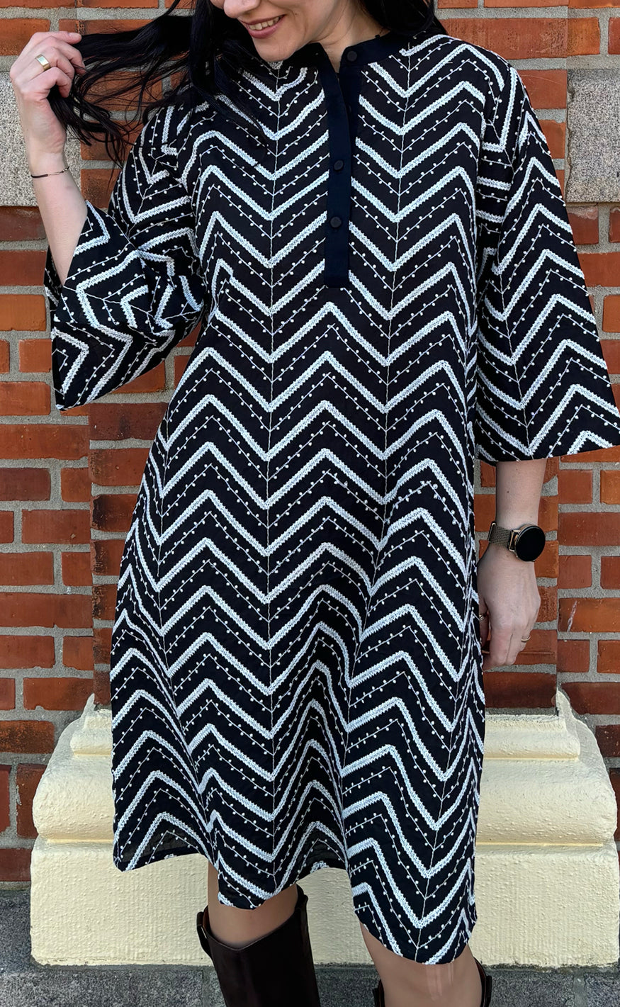 Say Ina Copenhagen Kjole Zara Zig Zag Black White