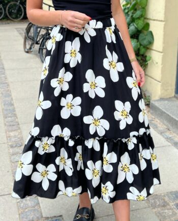 Say Ina Copenhagen Nederdel Hanna Black White Flower