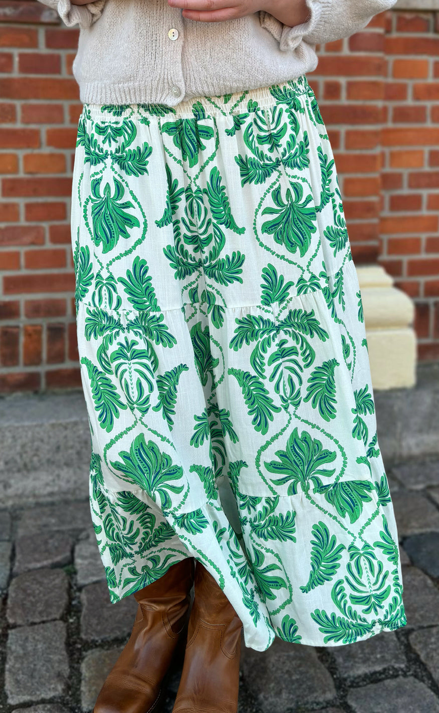 Say Ina Copenhagen Nederdel Malina White Green Paisley