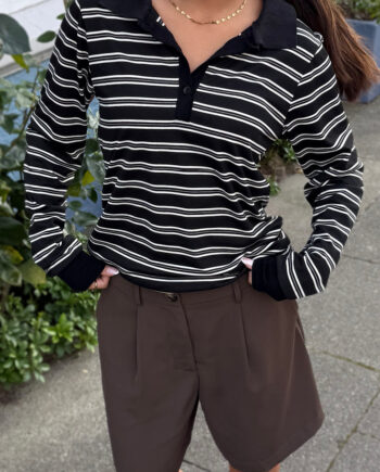 Say Ina Copenhagen Polo   Bluse Pamela Black   White Striped