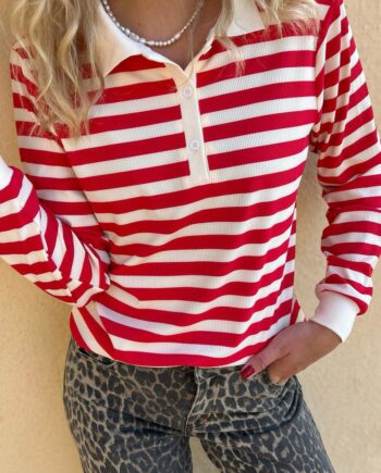 Say Ina Copenhagen Polo   Bluse Pamela Red Striped