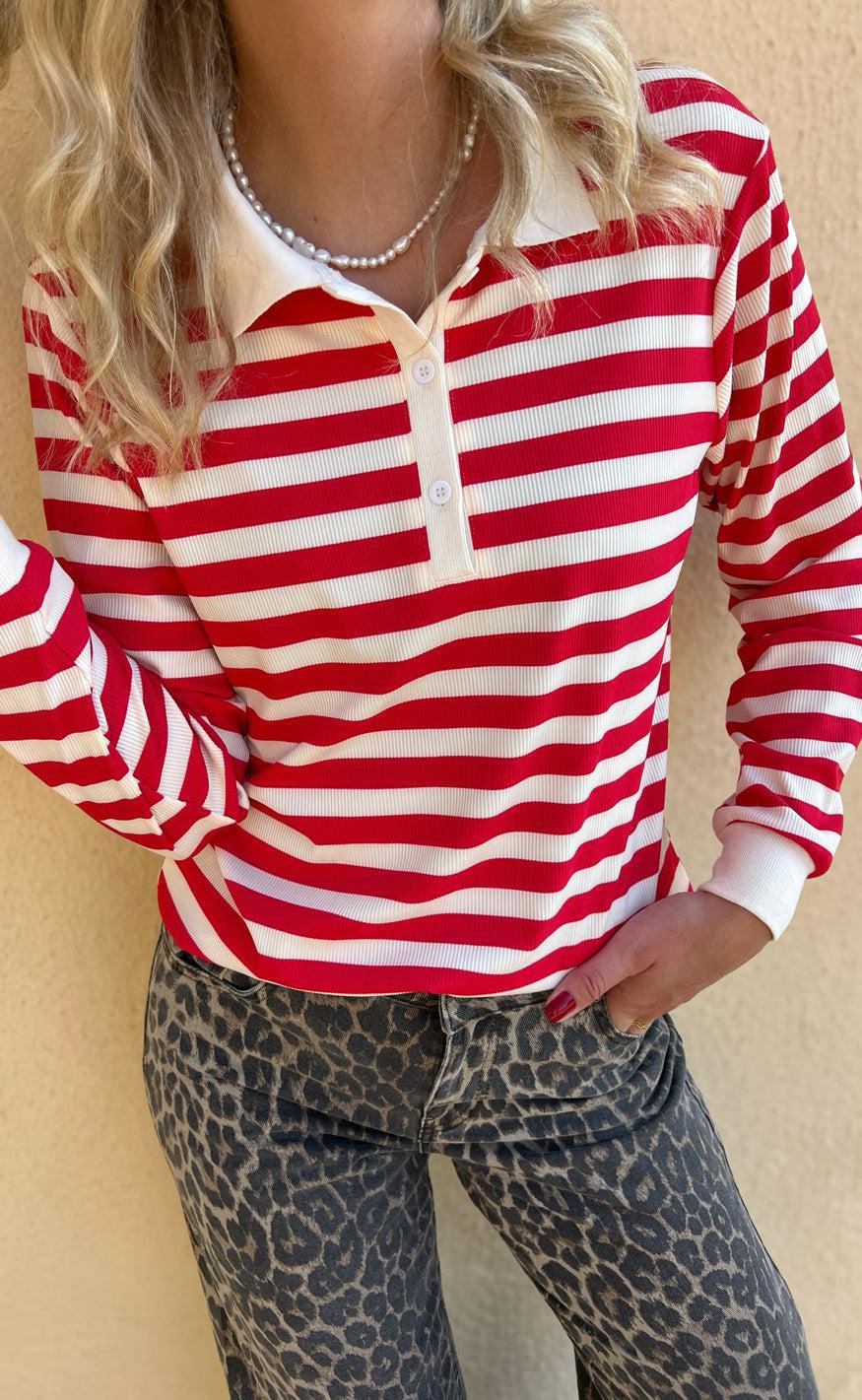 Say Ina Copenhagen Polo Bluse Pamela Red Striped