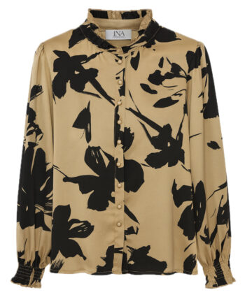 Say Ina Copenhagen Skjorte Augusta Camel   Black Flower