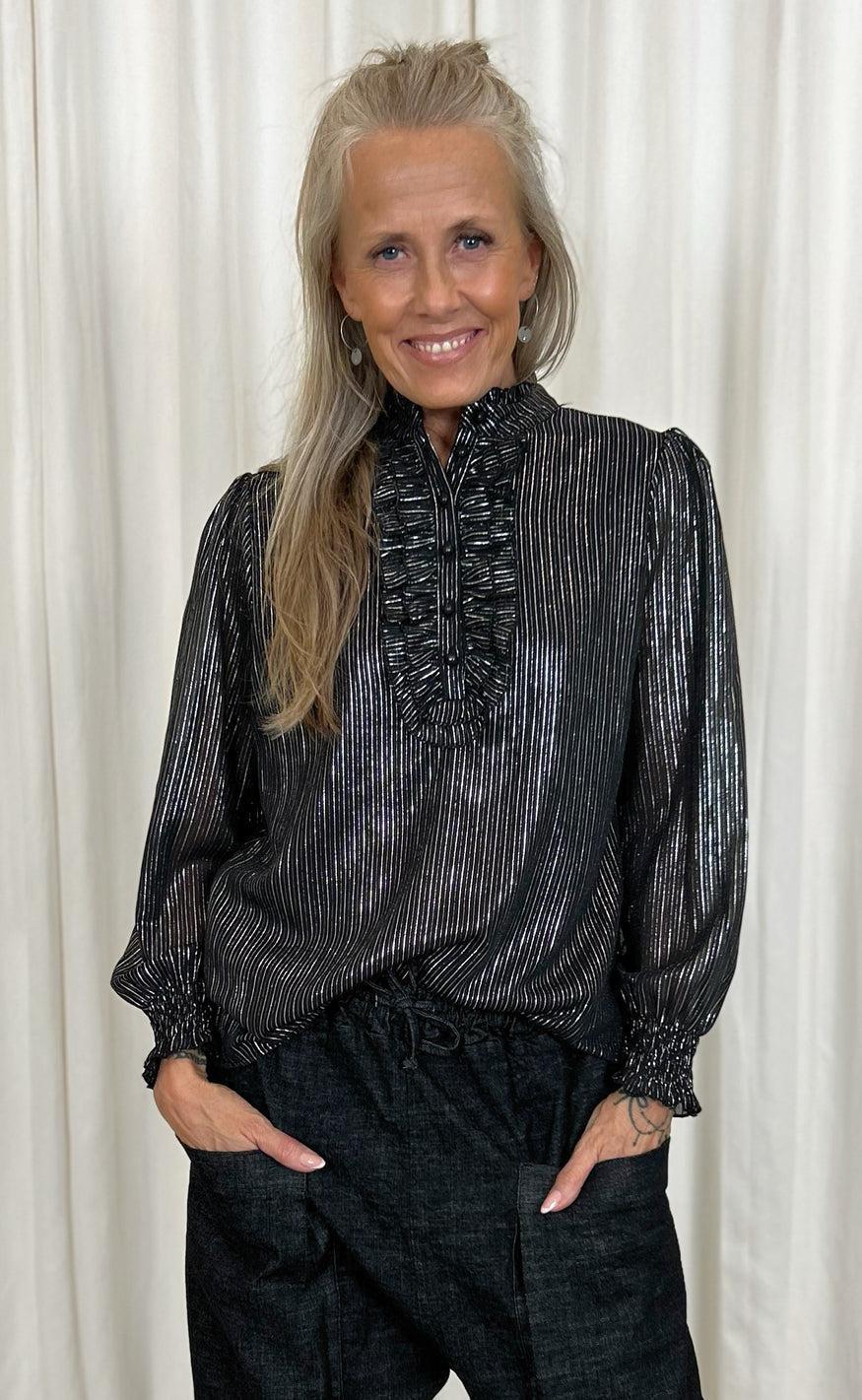 Say Ina Copenhagen Skjorte Cami Black Lurex Stripes
