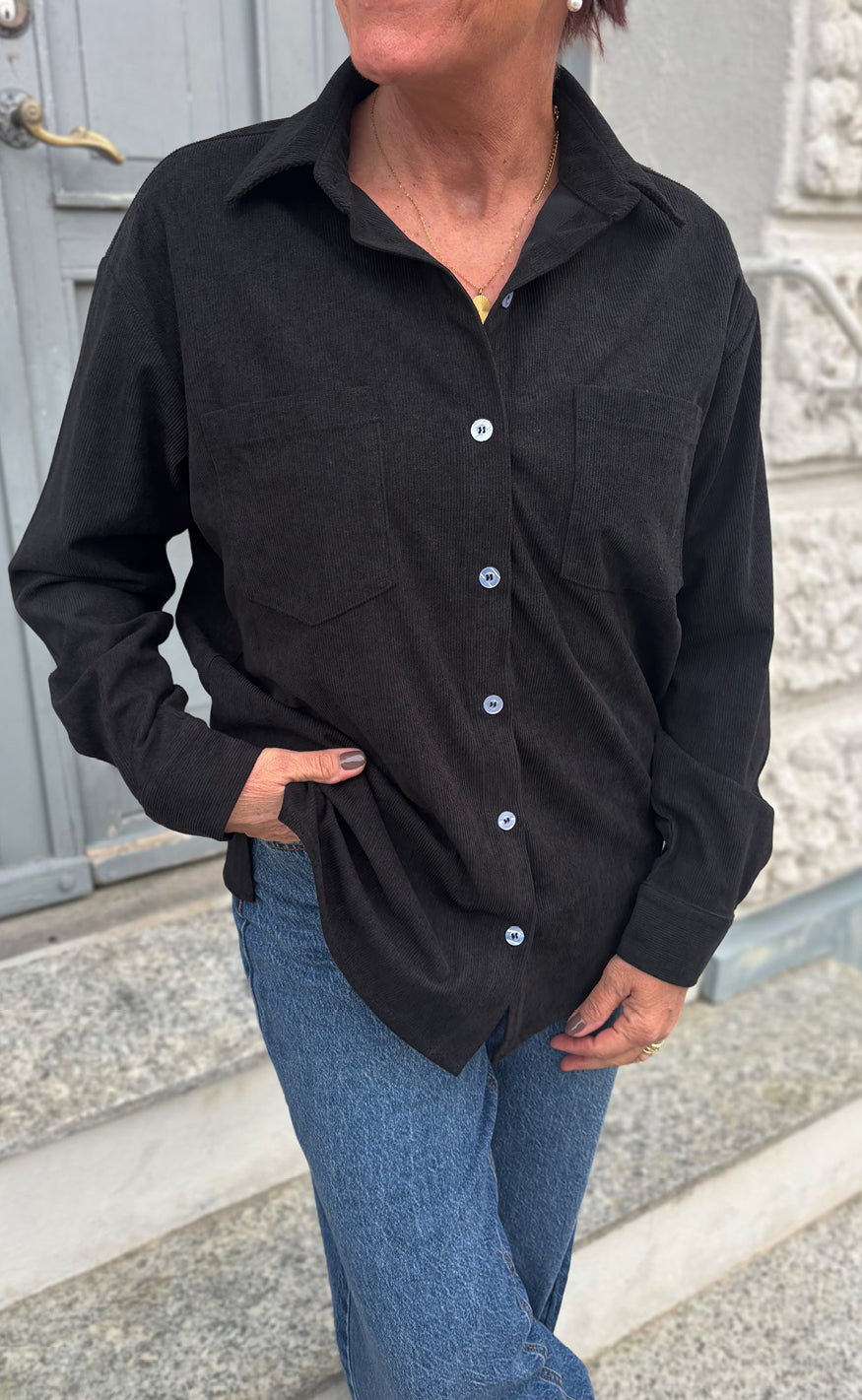 Say Ina Copenhagen Skjorte Carina Black Corduroy