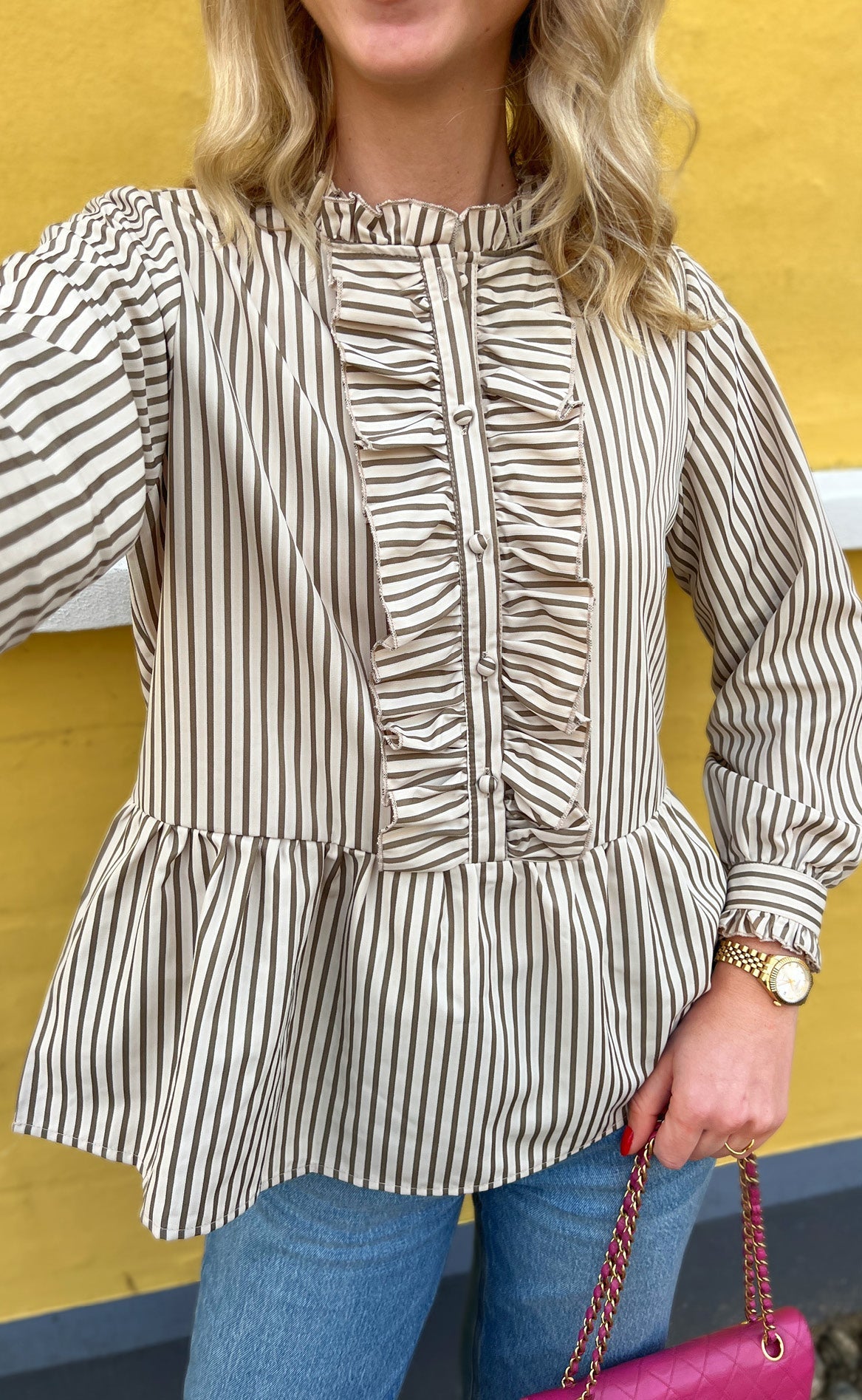 Say Ina Copenhagen Skjorte Evie Beige Brown Striped
