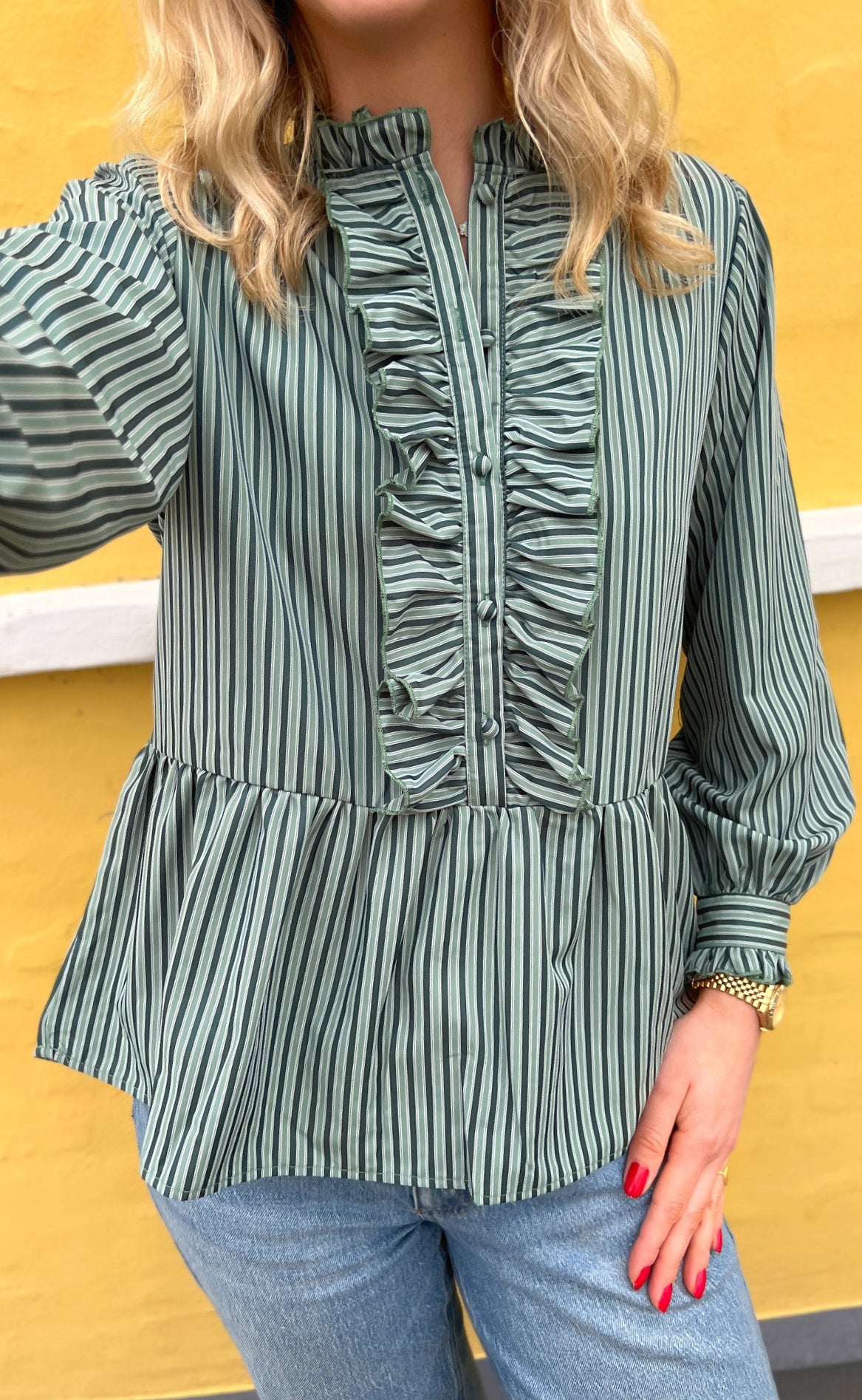 Say Ina Copenhagen Skjorte Evie Dark Green Striped