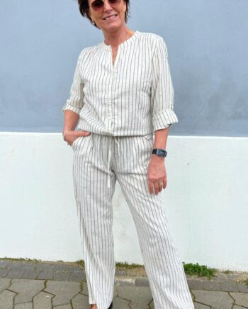 Say Ina Copenhagen Skjorte Juliana Linen Off White   Black Striped