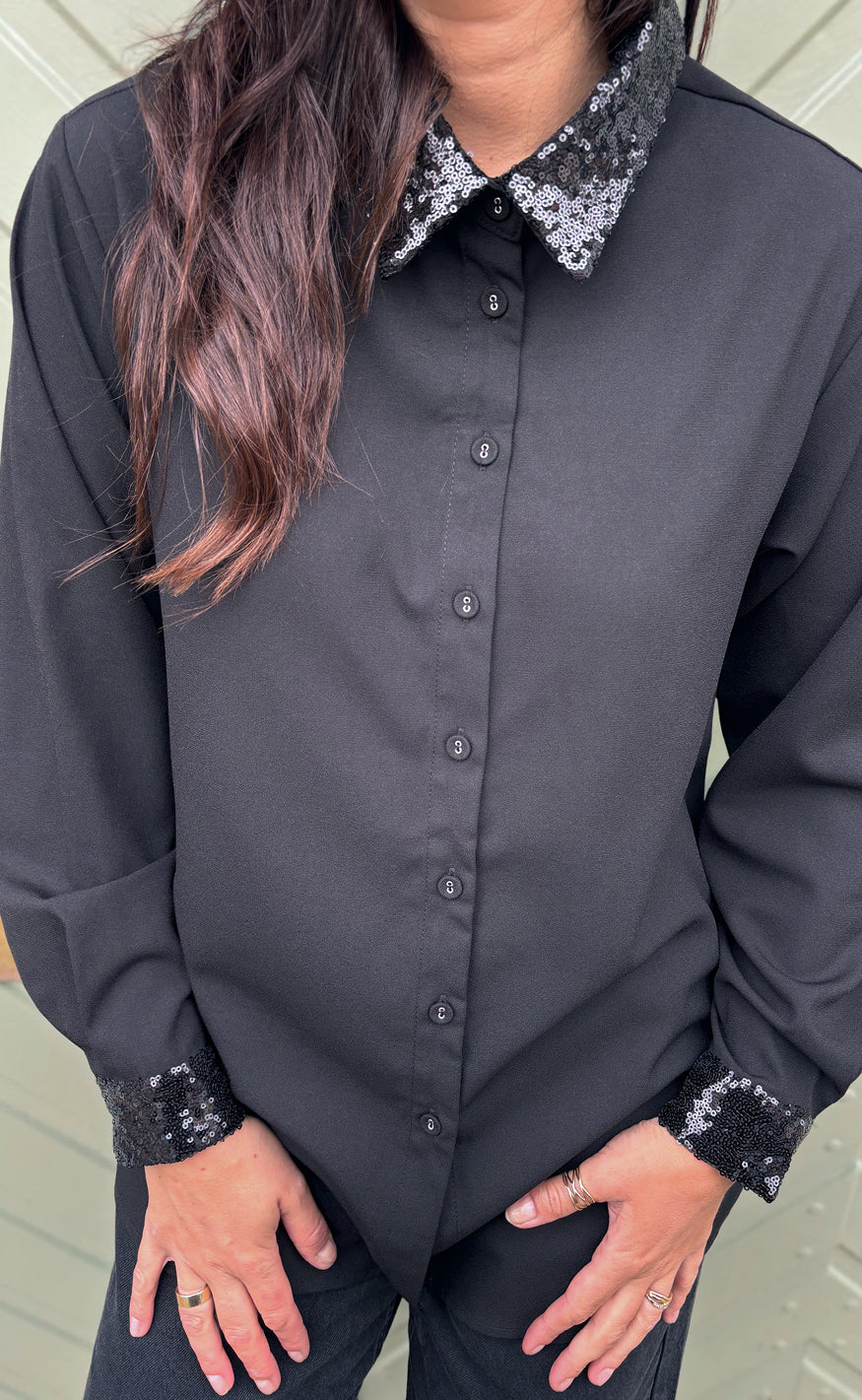Say Ina Copenhagen Skjorte Katrina Black Sequin