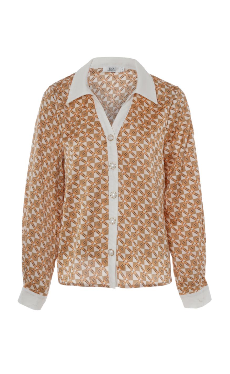 Say Ina Copenhagen Skjorte Nora Graphic Brown