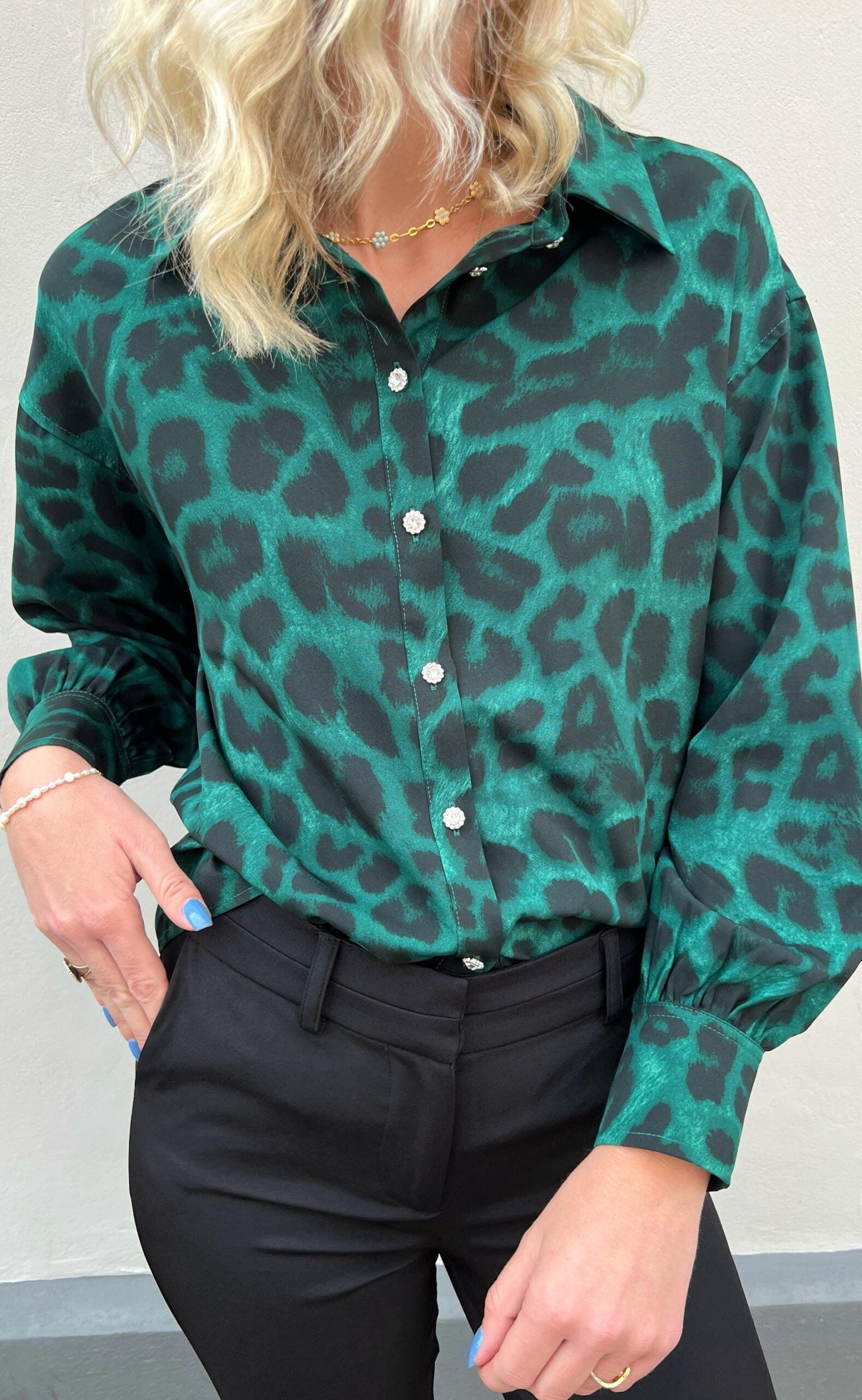 Say Ina Copenhagen Skjorte Stella Green Leopard