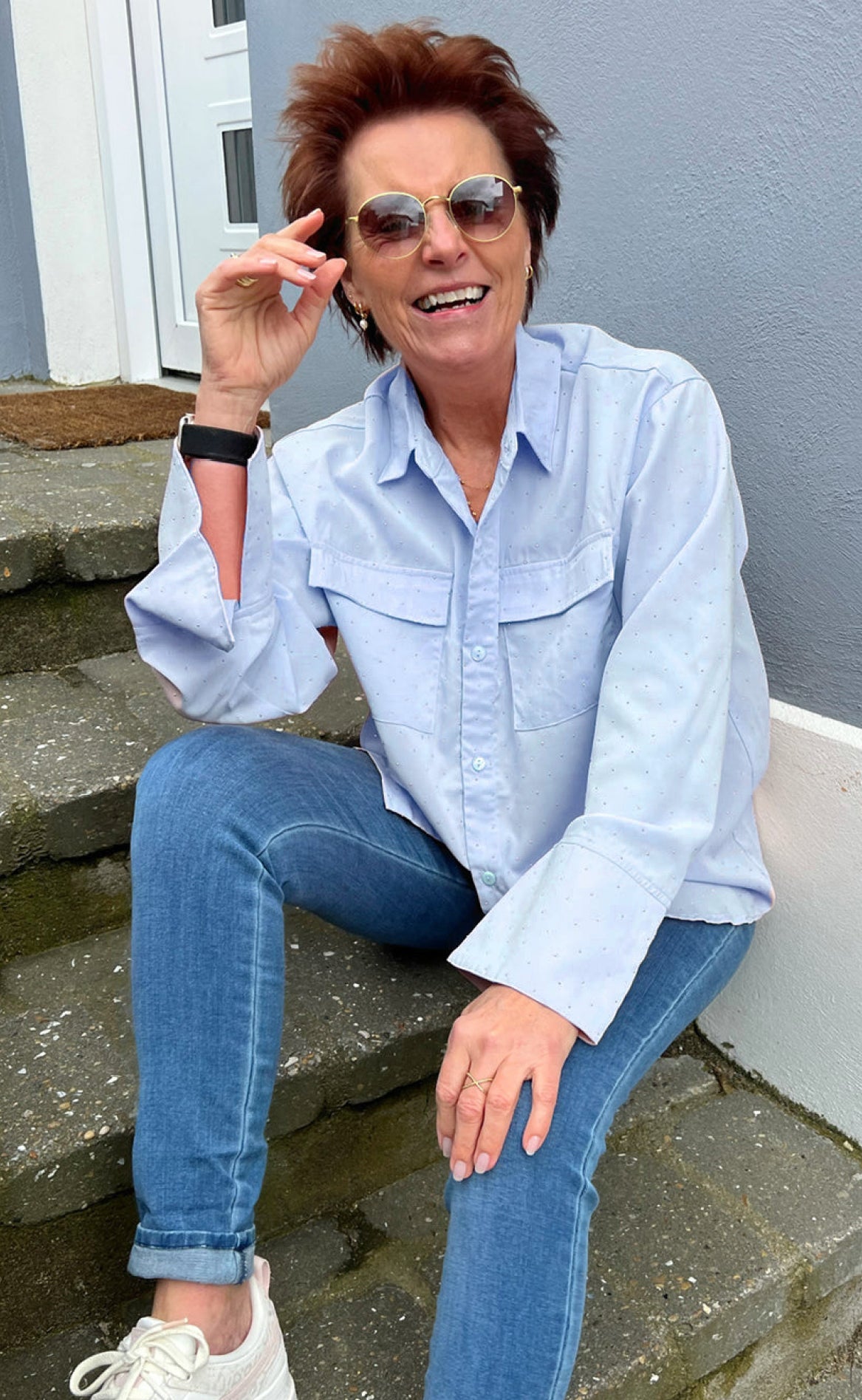 Say Ina Copenhagen Skjorte Susanne Rhinestone Blue