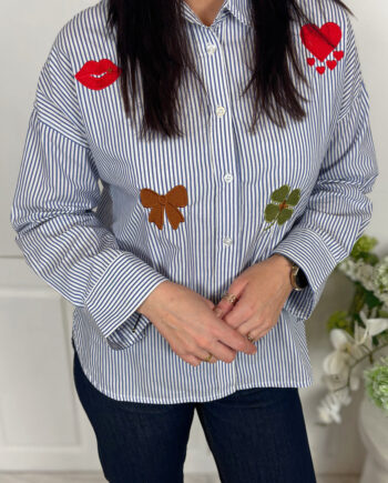 Say Ina Copenhagen Skjorte Tami Blue Striped    Embroidery