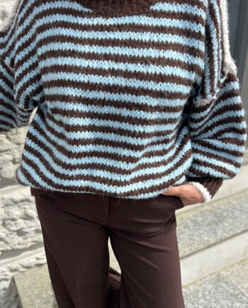 Say Ina Copenhagen Strik Sanna Blue   Brown Striped    White Details