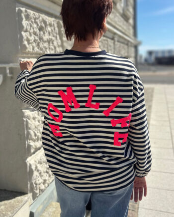 Say Ina Copenhagen Sweatshirt Momlife Navy Blue Striped