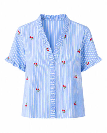 Say Ina Copenhagen Top Catja Blue Striped    Red Cherries