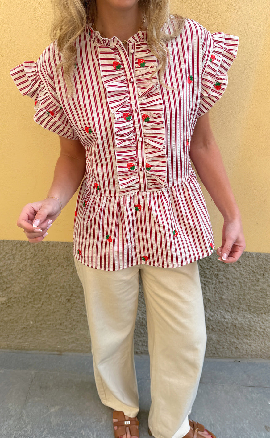 Say Ina Copenhagen Top Freya Red Striped Red Strawberries