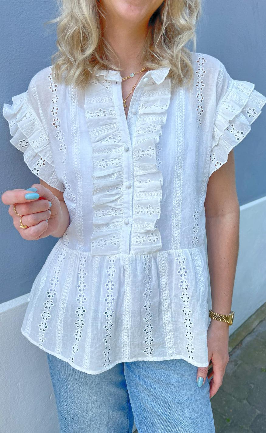 Say Ina Copenhagen Top Freya White Broderie Anglaise