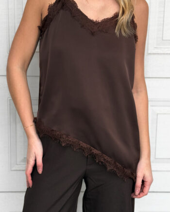 Say Ina Copenhagen Top Lavi Lace Dark Brown Satin