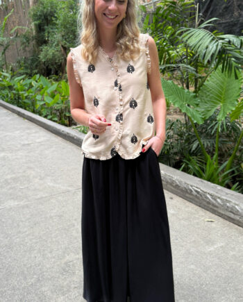 Say Ina Copenhagen Top Melania Beige    Black Embroidery