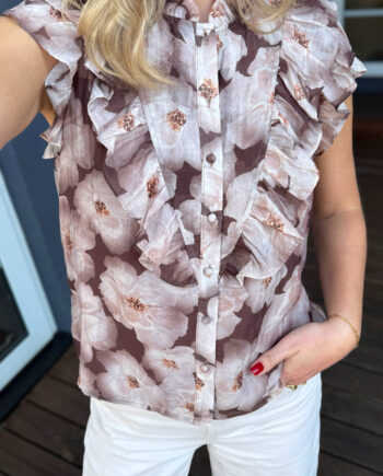 Say Ina Copenhagen Top Zita Brown Flowers