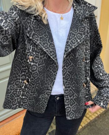 Say Ina Copenhagen Trenchcoat   Jakke Sally Grey Leopard